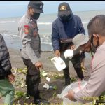 Peduli Lingkungan, Polsek Pedes Bersihkan Pantai