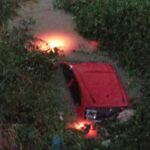 Mobil Honda Brio Terjun Bebas Ke Irigasi